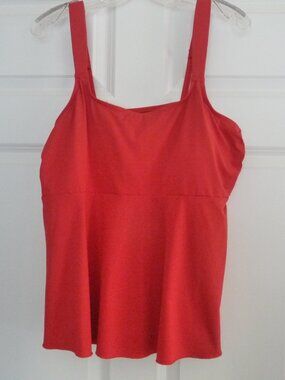 LANDS’ END RED FLUTTER TANKINI SWIM TOP